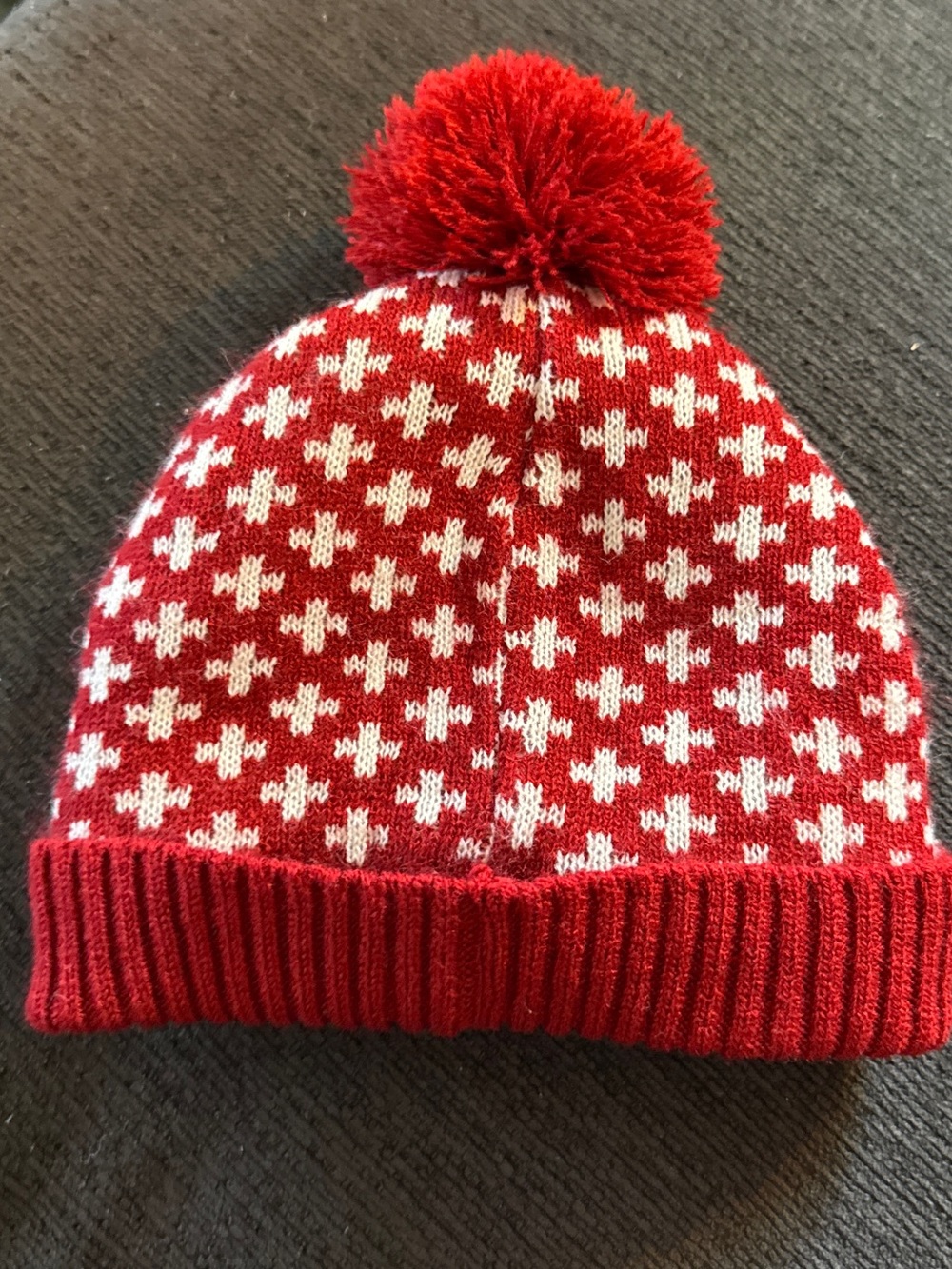 Carter's Red and White Knit Pom Beanie